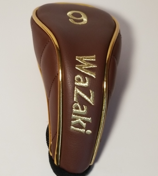 Wazaki 9 Golf Club Hybrid Headcover Brown With Gold Trim Embroidery - Picture 1 of 6